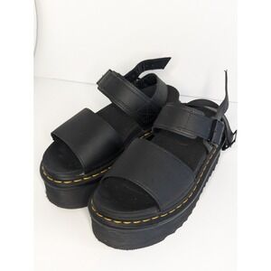 Dr. Martens Voss Quad Hydro Leather Platform Black Sandals Women's Size 7